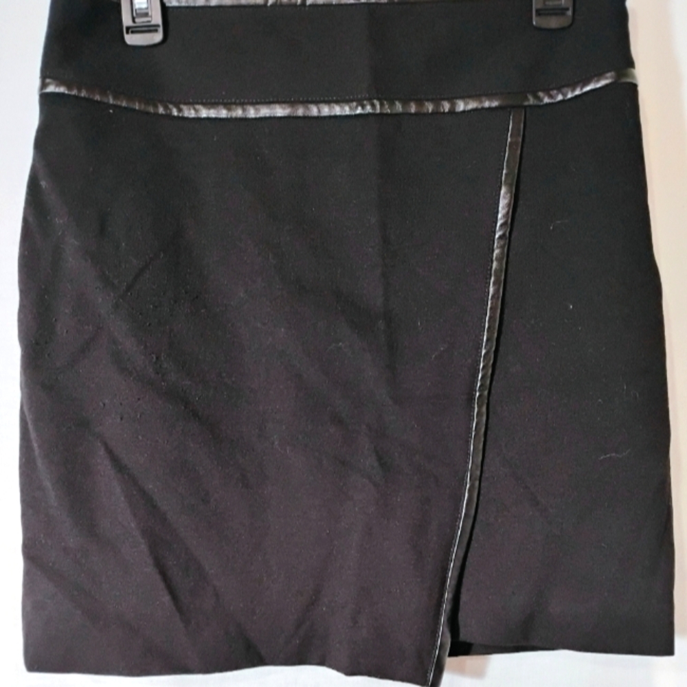 WHBM Faux Leather Trimmed Mini Skirt